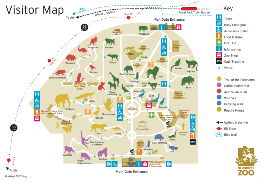Схема зоопарка в Мельбурне, Австралия