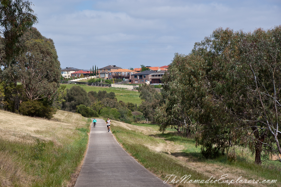 Australia, Victoria, Melbourne, Cycling from Roxburg Park to City via Broadmeadows Valley, Moonee Ponds and Capital City Trails, , 