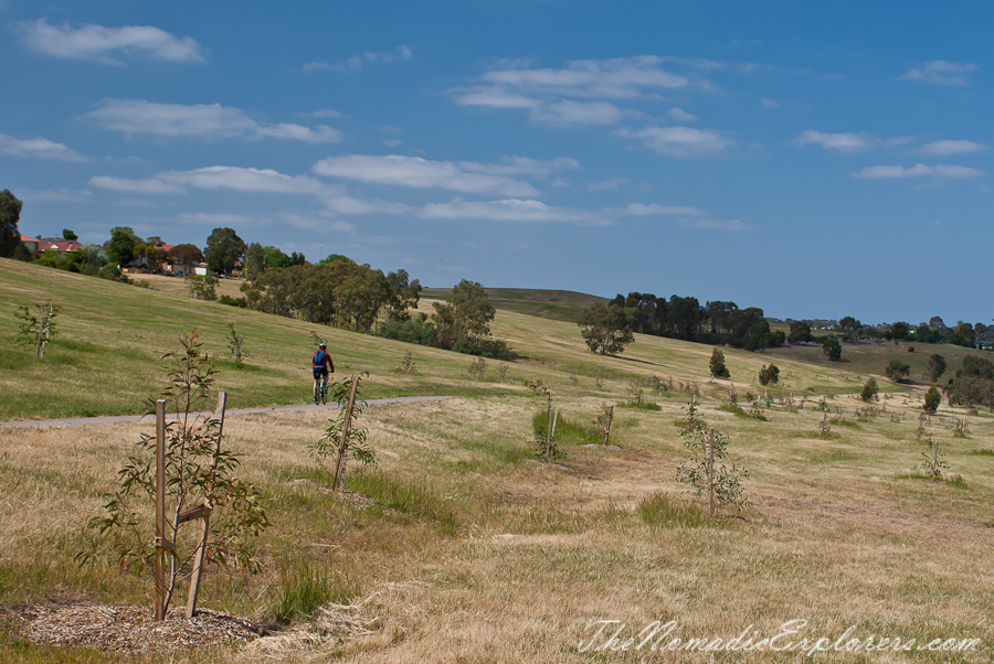 Australia, Victoria, Melbourne, Cycling from Roxburg Park to City via Broadmeadows Valley, Moonee Ponds and Capital City Trails, , 