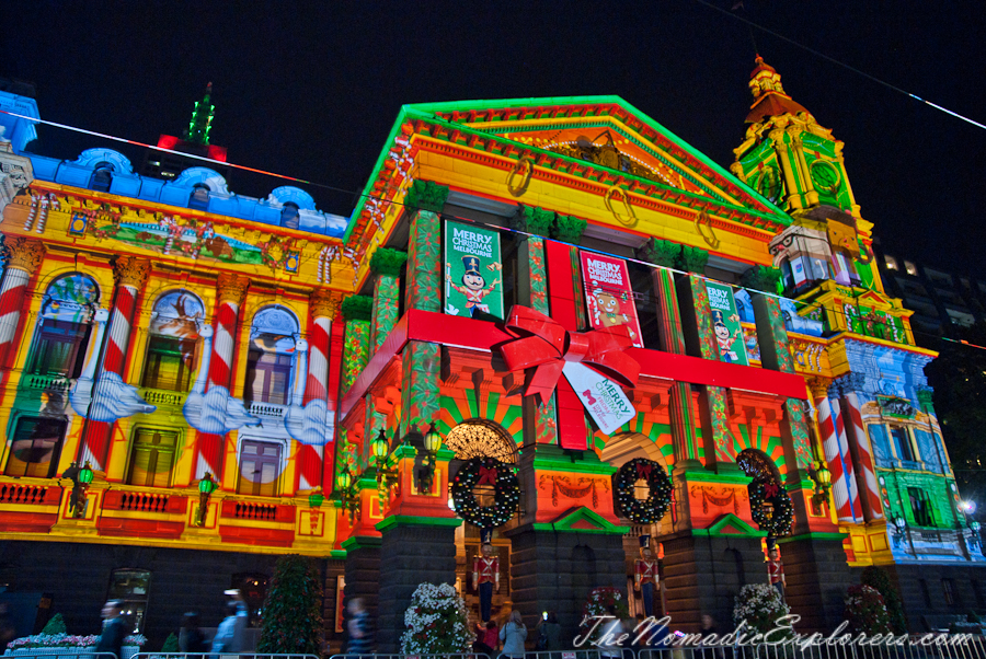 Australia, Victoria, Melbourne, Christmas Decorations In Melbourne - Evening Walk, , 