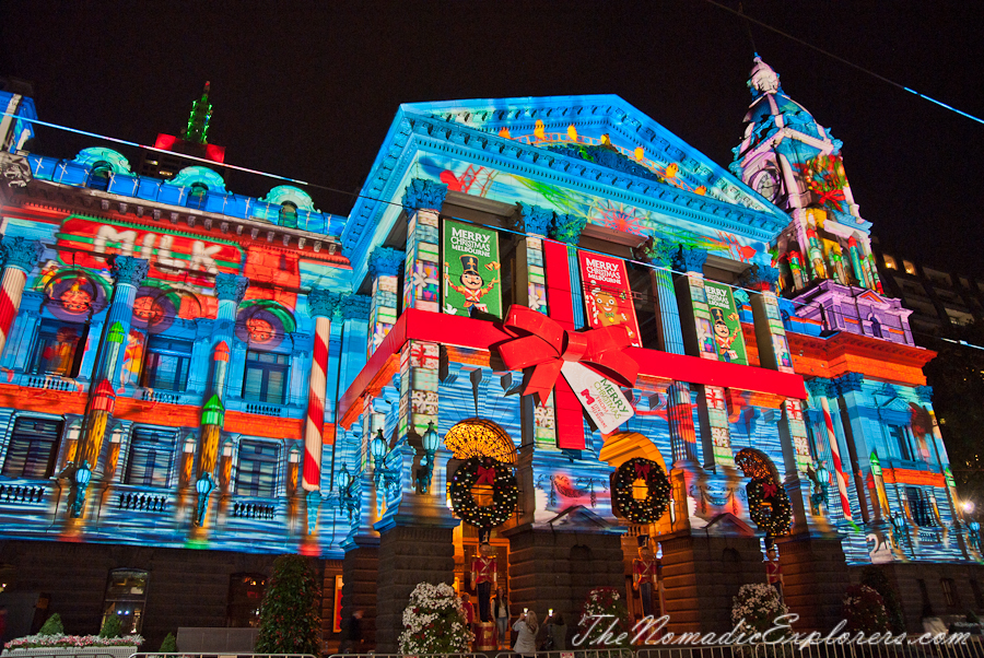 Australia, Victoria, Melbourne, Christmas Decorations In Melbourne - Evening Walk, , 